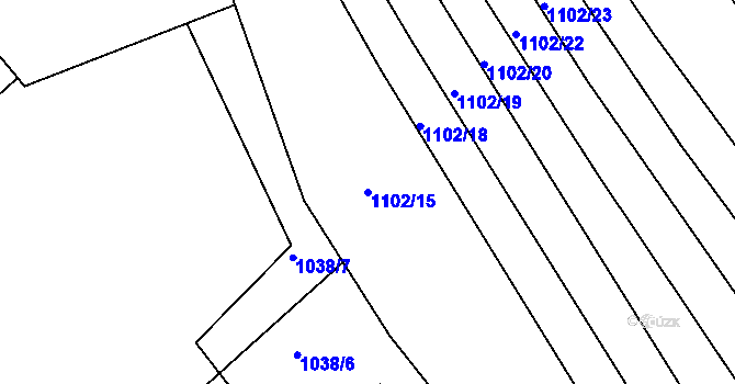 Parcela st. 1102/15 v KÚ Džbánice, Katastrální mapa