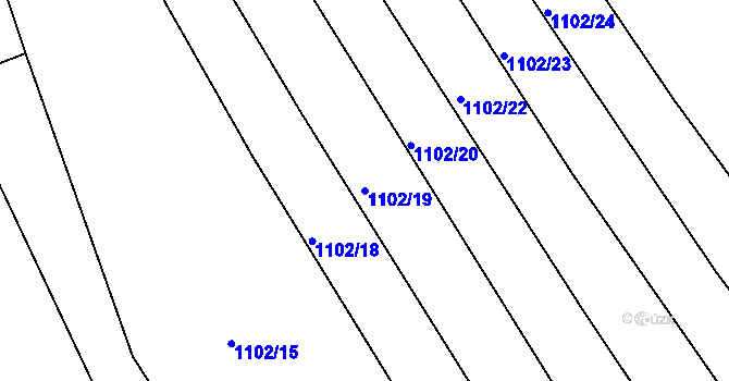 Parcela st. 1102/19 v KÚ Džbánice, Katastrální mapa