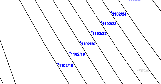 Parcela st. 1102/20 v KÚ Džbánice, Katastrální mapa