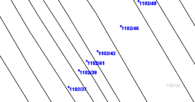 Parcela st. 1102/42 v KÚ Džbánice, Katastrální mapa