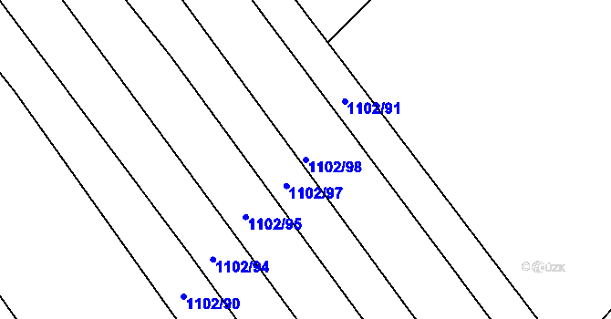 Parcela st. 1102/98 v KÚ Džbánice, Katastrální mapa