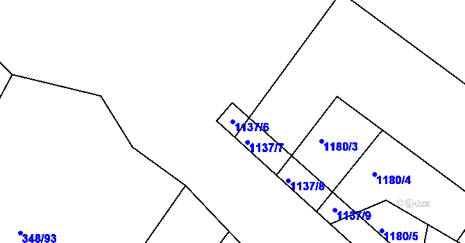 Parcela st. 1137/6 v KÚ Džbánice, Katastrální mapa