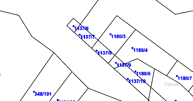 Parcela st. 1137/8 v KÚ Džbánice, Katastrální mapa