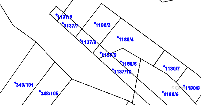 Parcela st. 1137/9 v KÚ Džbánice, Katastrální mapa