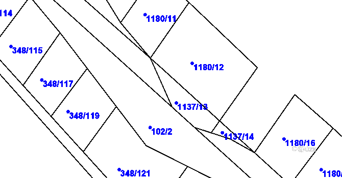 Parcela st. 1137/12 v KÚ Džbánice, Katastrální mapa
