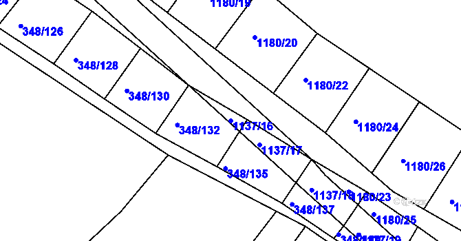 Parcela st. 1137/16 v KÚ Džbánice, Katastrální mapa