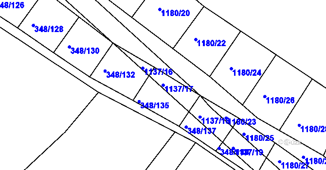 Parcela st. 1137/17 v KÚ Džbánice, Katastrální mapa