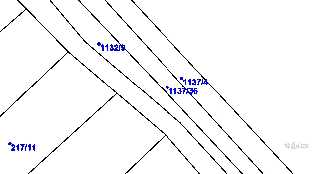 Parcela st. 1137/36 v KÚ Džbánice, Katastrální mapa