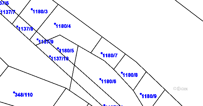 Parcela st. 1180/7 v KÚ Džbánice, Katastrální mapa