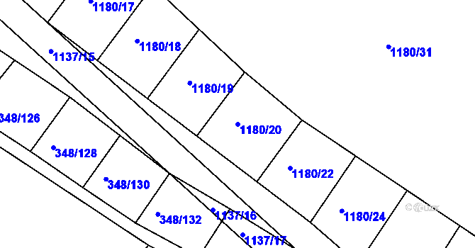 Parcela st. 1180/20 v KÚ Džbánice, Katastrální mapa