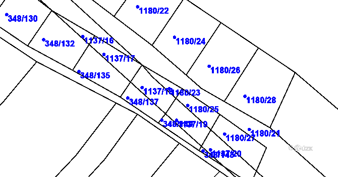 Parcela st. 1180/23 v KÚ Džbánice, Katastrální mapa