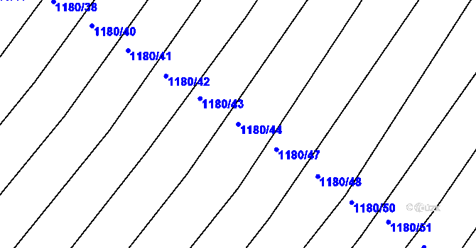 Parcela st. 1180/44 v KÚ Džbánice, Katastrální mapa