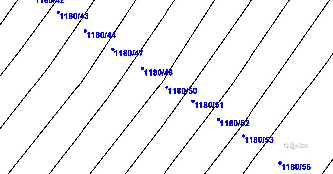 Parcela st. 1180/50 v KÚ Džbánice, Katastrální mapa