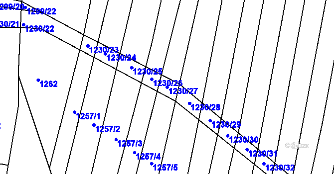 Parcela st. 1230/27 v KÚ Džbánice, Katastrální mapa