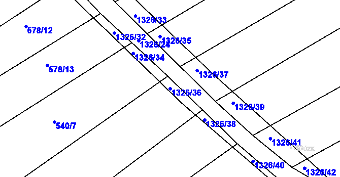 Parcela st. 1326/36 v KÚ Džbánice, Katastrální mapa