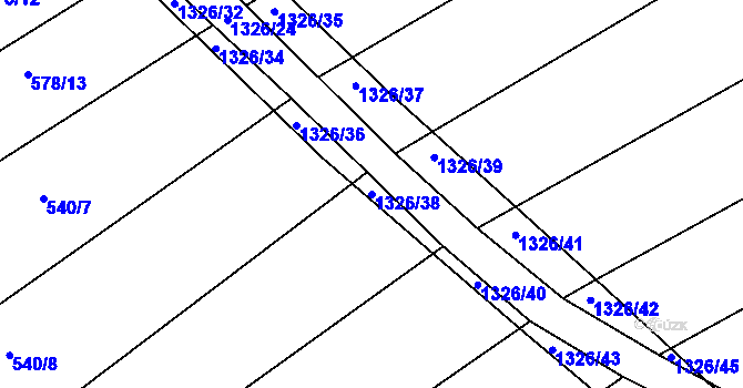 Parcela st. 1326/38 v KÚ Džbánice, Katastrální mapa