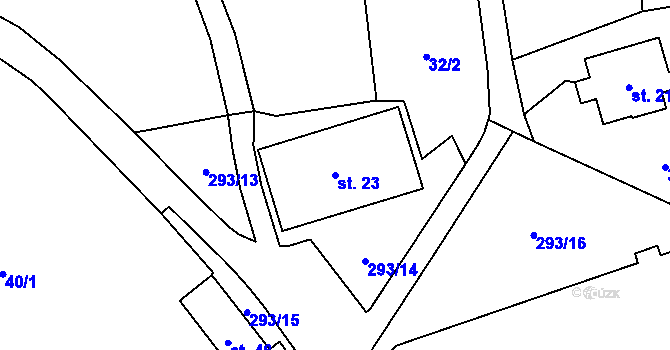 Parcela st. 23 v KÚ Džbánov u Litomyšle, Katastrální mapa