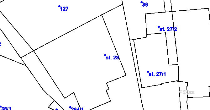 Parcela st. 28 v KÚ Džbánov u Litomyšle, Katastrální mapa