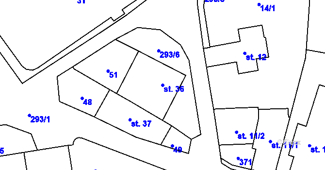 Parcela st. 36 v KÚ Džbánov u Litomyšle, Katastrální mapa