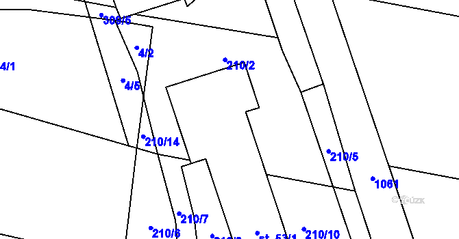 Parcela st. 53/2 v KÚ Džbánov u Litomyšle, Katastrální mapa