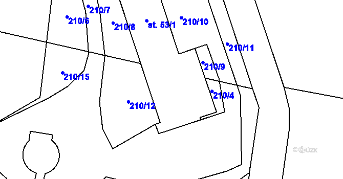 Parcela st. 53/3 v KÚ Džbánov u Litomyšle, Katastrální mapa