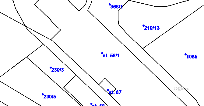 Parcela st. 58/1 v KÚ Džbánov u Litomyšle, Katastrální mapa