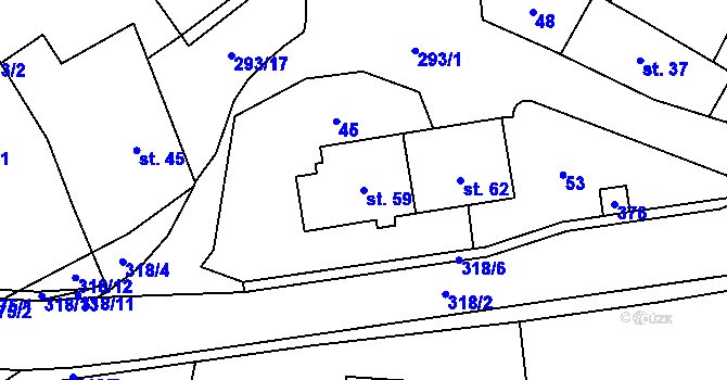 Parcela st. 59 v KÚ Džbánov u Litomyšle, Katastrální mapa