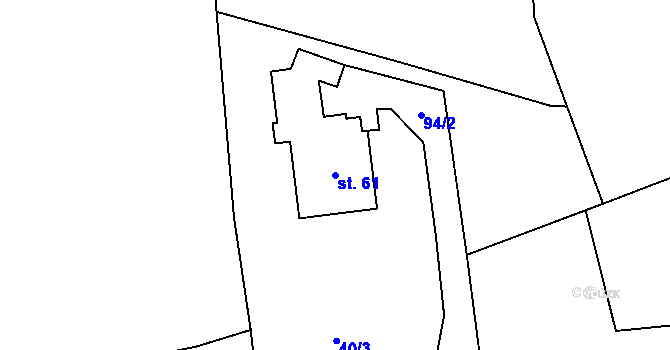 Parcela st. 61 v KÚ Džbánov u Litomyšle, Katastrální mapa