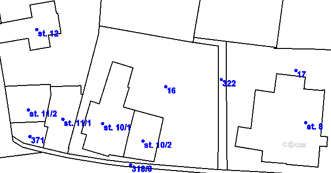 Parcela st. 16 v KÚ Džbánov u Litomyšle, Katastrální mapa
