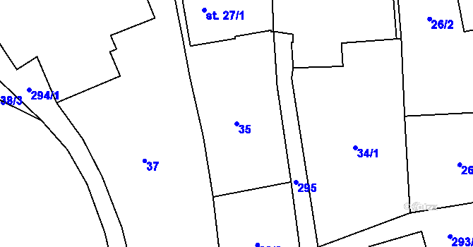 Parcela st. 35 v KÚ Džbánov u Litomyšle, Katastrální mapa