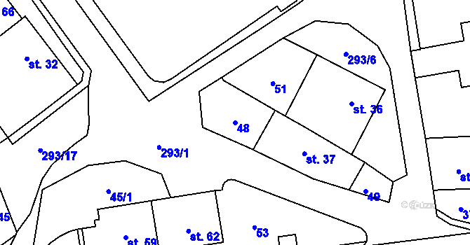 Parcela st. 48 v KÚ Džbánov u Litomyšle, Katastrální mapa