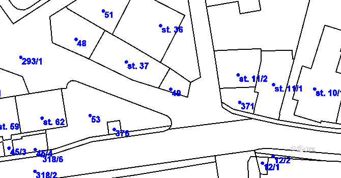 Parcela st. 49 v KÚ Džbánov u Litomyšle, Katastrální mapa