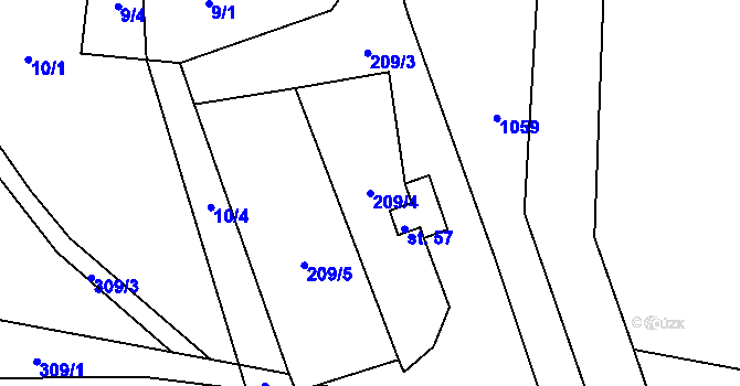 Parcela st. 209/4 v KÚ Džbánov u Litomyšle, Katastrální mapa