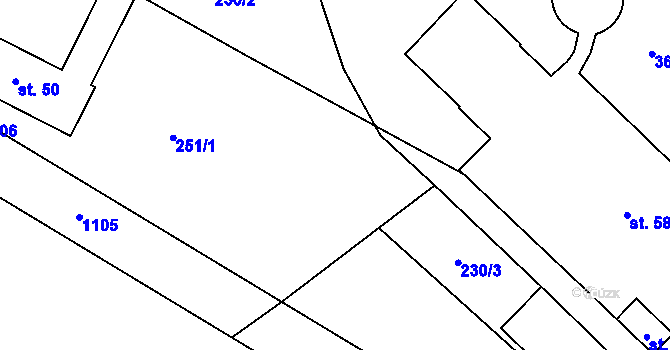 Parcela st. 230/4 v KÚ Džbánov u Litomyšle, Katastrální mapa