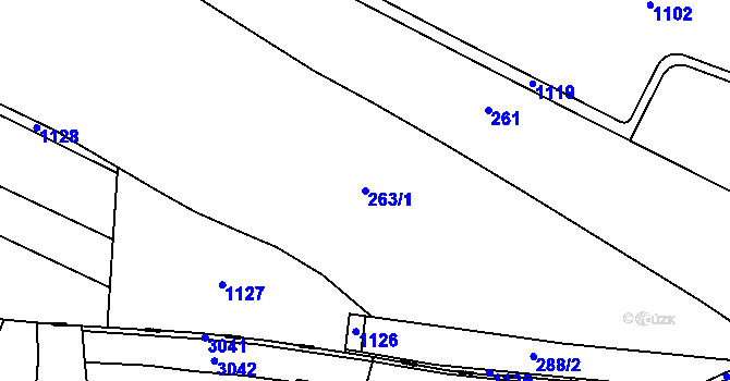 Parcela st. 263/1 v KÚ Džbánov u Litomyšle, Katastrální mapa
