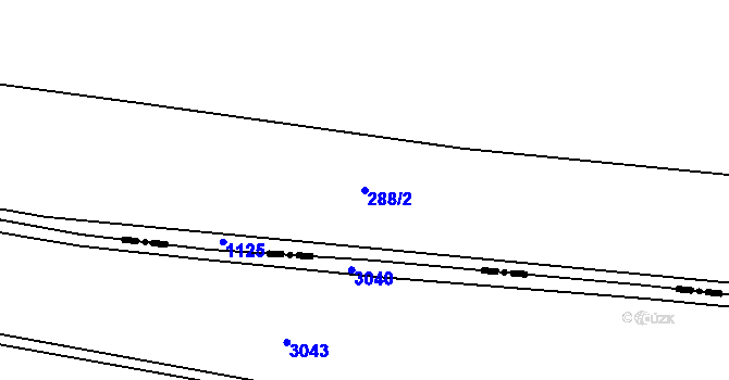 Parcela st. 288/2 v KÚ Džbánov u Litomyšle, Katastrální mapa