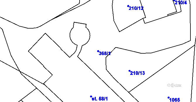 Parcela st. 368/1 v KÚ Džbánov u Litomyšle, Katastrální mapa