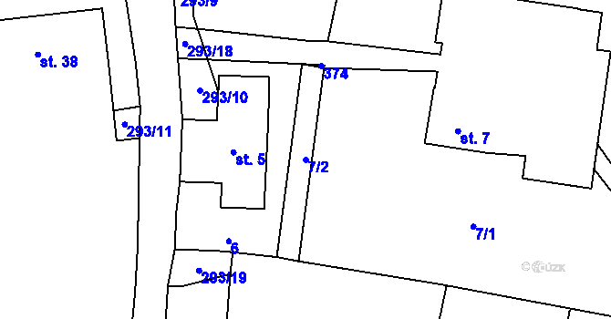 Parcela st. 7/2 v KÚ Džbánov u Litomyšle, Katastrální mapa