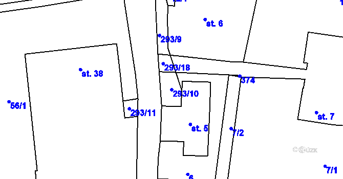 Parcela st. 293/10 v KÚ Džbánov u Litomyšle, Katastrální mapa
