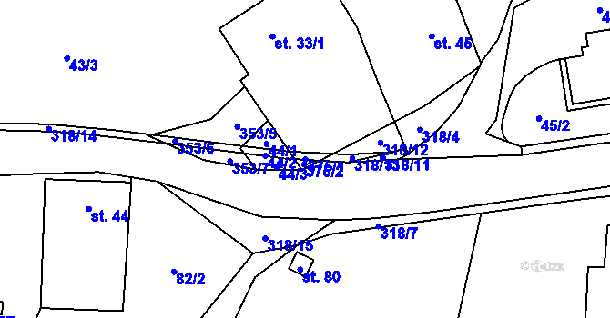 Parcela st. 375/1 v KÚ Džbánov u Litomyšle, Katastrální mapa