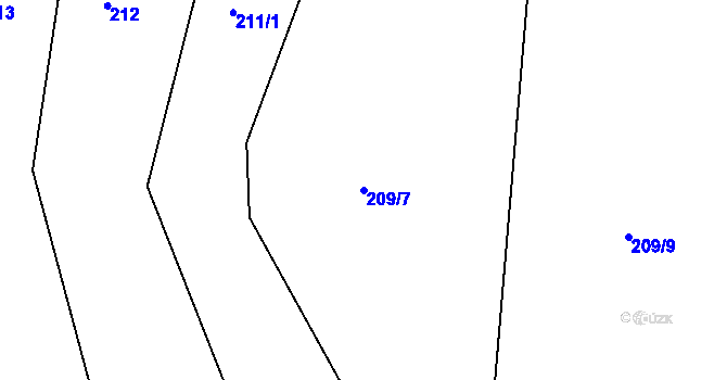 Parcela st. 209/7 v KÚ Džbánov u Vysokého Mýta, Katastrální mapa