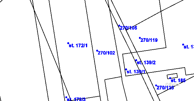 Parcela st. 270/102 v KÚ Džbánov u Vysokého Mýta, Katastrální mapa