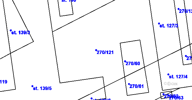 Parcela st. 270/121 v KÚ Džbánov u Vysokého Mýta, Katastrální mapa