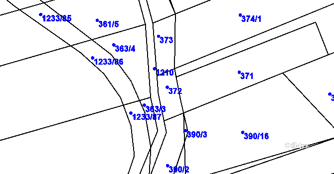 Parcela st. 372 v KÚ Džbánov u Vysokého Mýta, Katastrální mapa