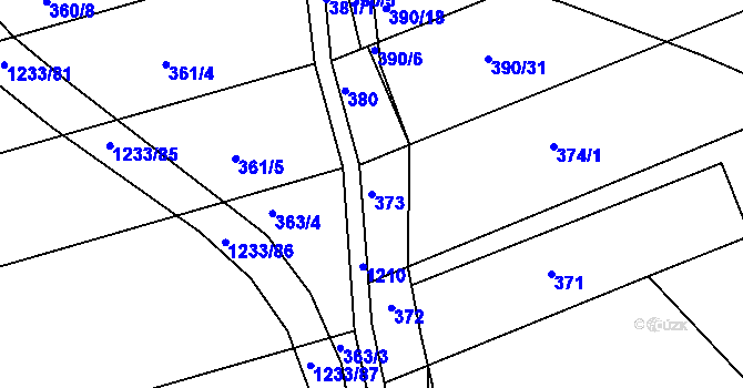 Parcela st. 373 v KÚ Džbánov u Vysokého Mýta, Katastrální mapa