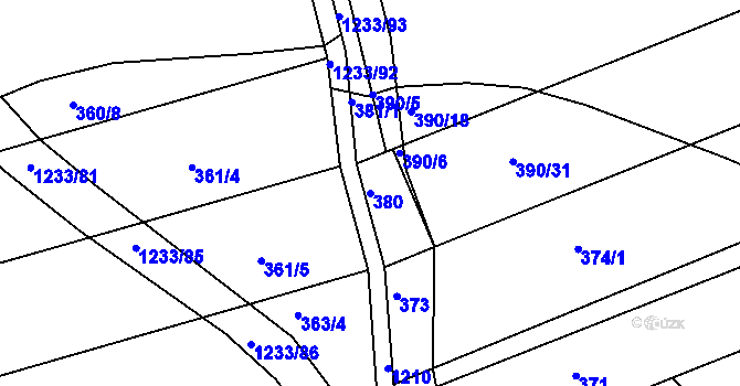 Parcela st. 380 v KÚ Džbánov u Vysokého Mýta, Katastrální mapa