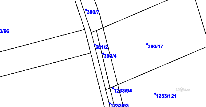 Parcela st. 390/4 v KÚ Džbánov u Vysokého Mýta, Katastrální mapa