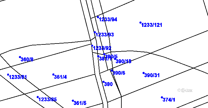 Parcela st. 390/5 v KÚ Džbánov u Vysokého Mýta, Katastrální mapa
