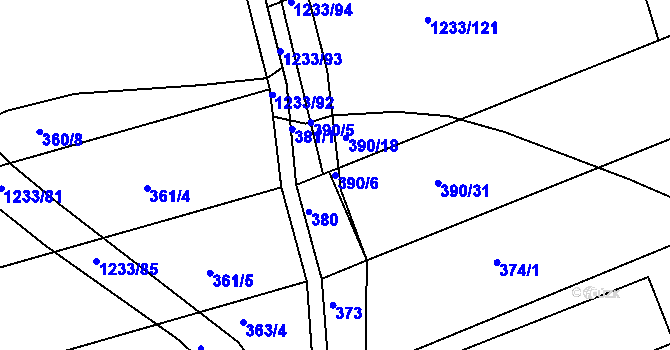 Parcela st. 390/6 v KÚ Džbánov u Vysokého Mýta, Katastrální mapa