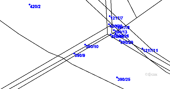 Parcela st. 390/10 v KÚ Džbánov u Vysokého Mýta, Katastrální mapa